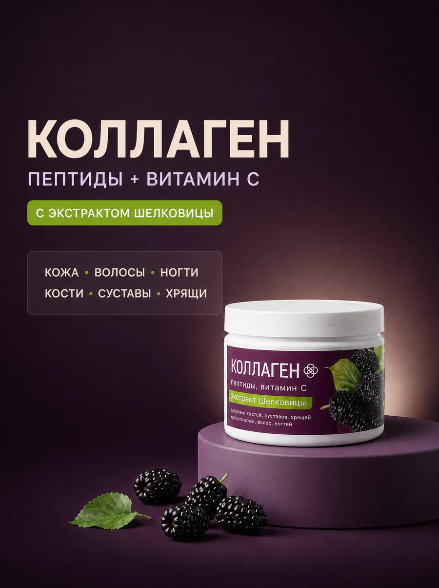 Обезличенная карточка коллагена с ягодами шелковицы